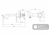 Fienza 228118GM-200-LF Kaya Up Basin/Bath Wall Mixer Set Round Plates 200mm Outlet Lead Free Gun Metal - Bathroom Wall
