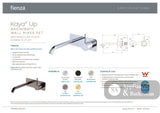 Fienza 228119-200-LF Kaya Up Basin/Bath Wall Mixer Set Rectangular Plate 200mm Outlet Lead Free Chrome - Bathroom Wall