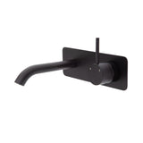 Fienza 228119B-LF Kaya Up Basin/Bath Wall Mixer Set Rectangular Plate 160mm Outlet Lead Free Matte Black - Bathroom