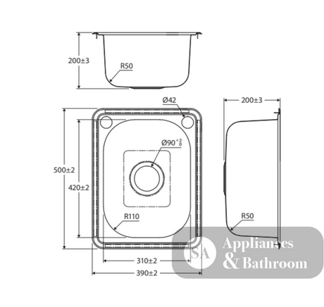 Fienza 22L Compact Laundry Sink 68200 - Special Order Insert Sinks