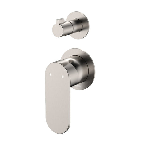 Fienza 234102BN-4-LF Empire Slim Wall Diverter Mixer Small Round Plates Vertical Lead Free Brushed Nickel - Wall Mixer