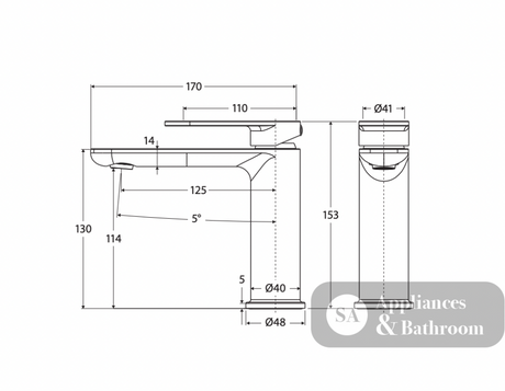 Fienza 234103-LF Empire Slim Basin Mixer Cold Start Lead Free Chrome - Basin Mixers