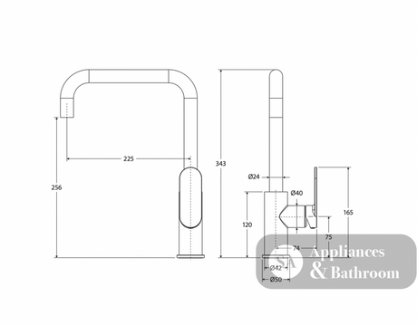 Fienza 234105-LF Empire Slim Sink Mixer Lead Free Chrome - Kitchen Mixer Taps