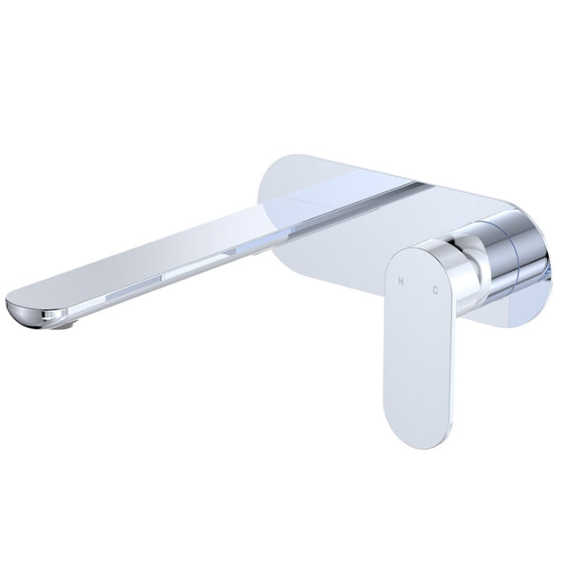 Fienza 234106-200-LF Empire Slim Basin/Bath Wall Mixer Set Oval Plate 200mm Outlet Lead Free Chrome - Bathroom Wall