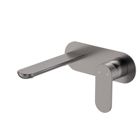 Fienza 234106GM-LF Empire Slim Basin/Bath Wall Mixer Set Oval Plate 160mm Outlet Lead Free Gun Metal - Bathroom Wall