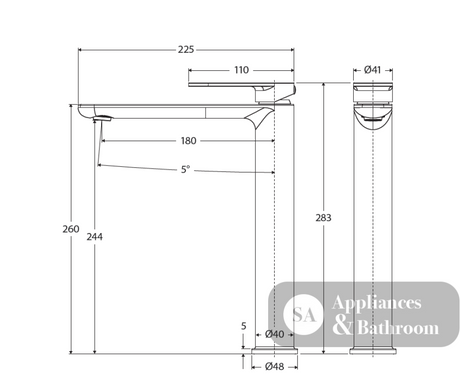Fienza 234107BN-LF Empire Slim Tall Basin Mixer Cold Start Lead Free Brushed Nickel - Basin Mixers