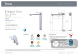 Fienza 234107UB-LF Empire Slim Tall Basin Mixer Cold Start Lead Free Urban Brass - Basin Mixers