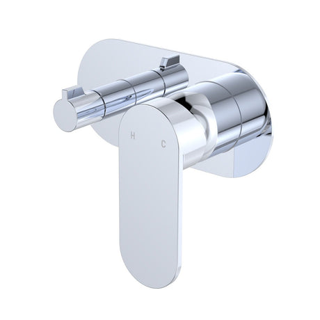 Fienza 234112-LF Empire Slim Wall Diverter Mixer Large Oval Plate Horizontal Lead Free Chrome - Wall Mixer Diverter