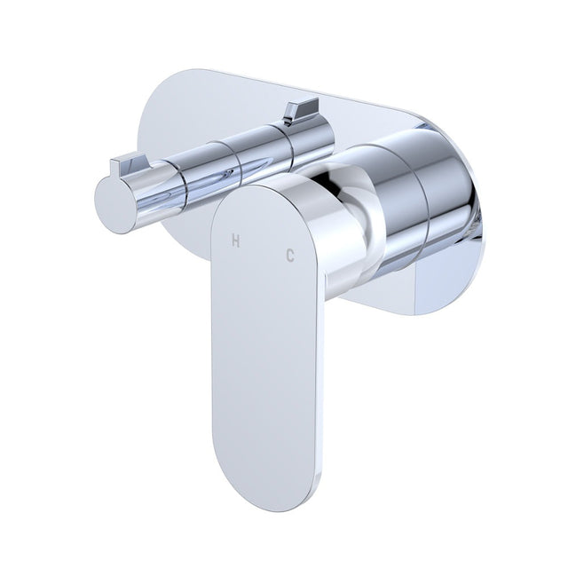 Fienza 234112-LF Empire Slim Wall Diverter Mixer Large Oval Plate Horizontal Lead Free Chrome - Wall Mixer Diverter