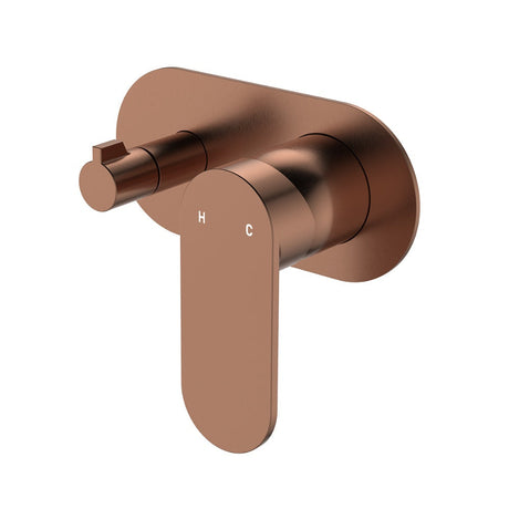 Fienza 234112CO-LF Empire Slim Wall Diverter Mixer Large Oval Plate Horizontal Lead Free Brushed Copper - Wall Mixer