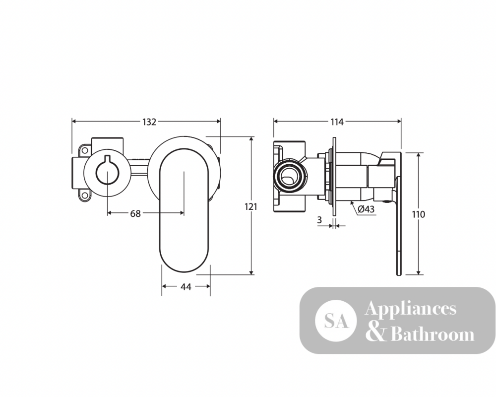 Fienza 234112UB-4-LF Empire Slim Wall Diverter Mixer Small Round Plates Horizontal Lead Free Urban Brass - Wall Mixer