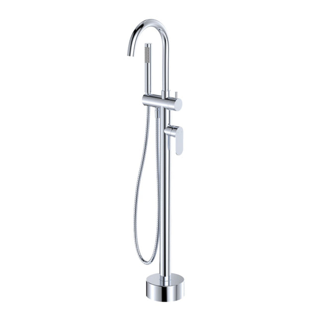 Fienza 234113 Empire Slim Floor Mounted Bath Mixer with Hand Shower Chrome - Bath Fillers