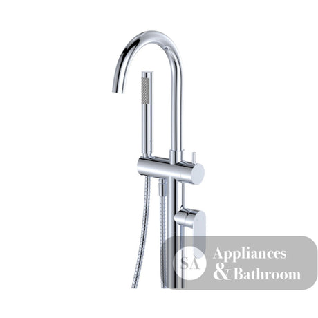 Fienza 234113 Empire Slim Floor Mounted Bath Mixer with Hand Shower Chrome - Bath Fillers