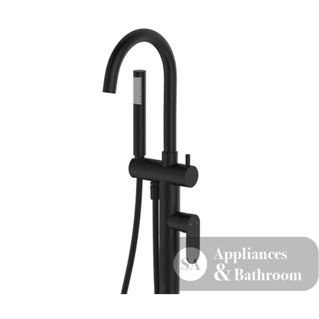 Fienza 234113B Empire Slim Floor Mounted Bath Mixer with Hand Shower Matte Black - Bath Fillers