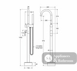 Fienza 234113CO Empire Slim Floor Mounted Bath Mixer with Hand Shower Brushed Copper - Bath Fillers