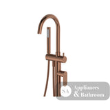 Fienza 234113CO Empire Slim Floor Mounted Bath Mixer with Hand Shower Brushed Copper - Bath Fillers