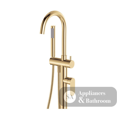 Fienza 234113UB Empire Slim Floor Mounted Bath Mixer with Hand Shower Urban Brass - Bath Fillers
