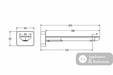 Fienza 234115BN-LF Empire Slim Wall Basin/Bath Outlet 180mm Square Plate Lead Free Brushed Nickel - Wall Spouts