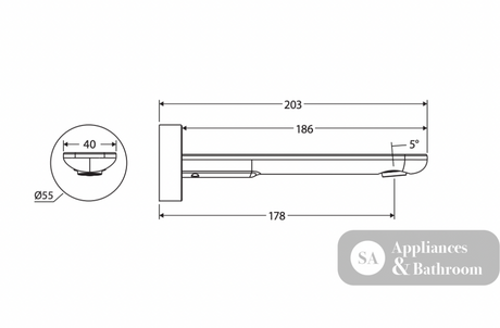 Fienza 234115CO-2-LF Empire Slim Wall Basin/Bath Outlet 180mm Round Plate Lead Free Brushed Copper - Wall Spouts