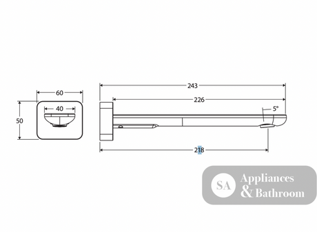 Fienza 234116BN-LF Empire Slim Wall Basin/Bath Outlet 220mm Square Plate Lead Free Brushed Nickel - Wall Spouts
