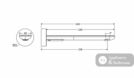 Fienza 234116GM-2-LF Empire Slim Wall Bath/Basin Outlet 220mm Round Plate Lead Free Gun Metal - Wall Spouts