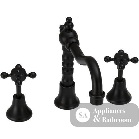 Fienza 336101BK Lillian Shepherds Crook Basin Set Matte Black Tapware 3 Piece