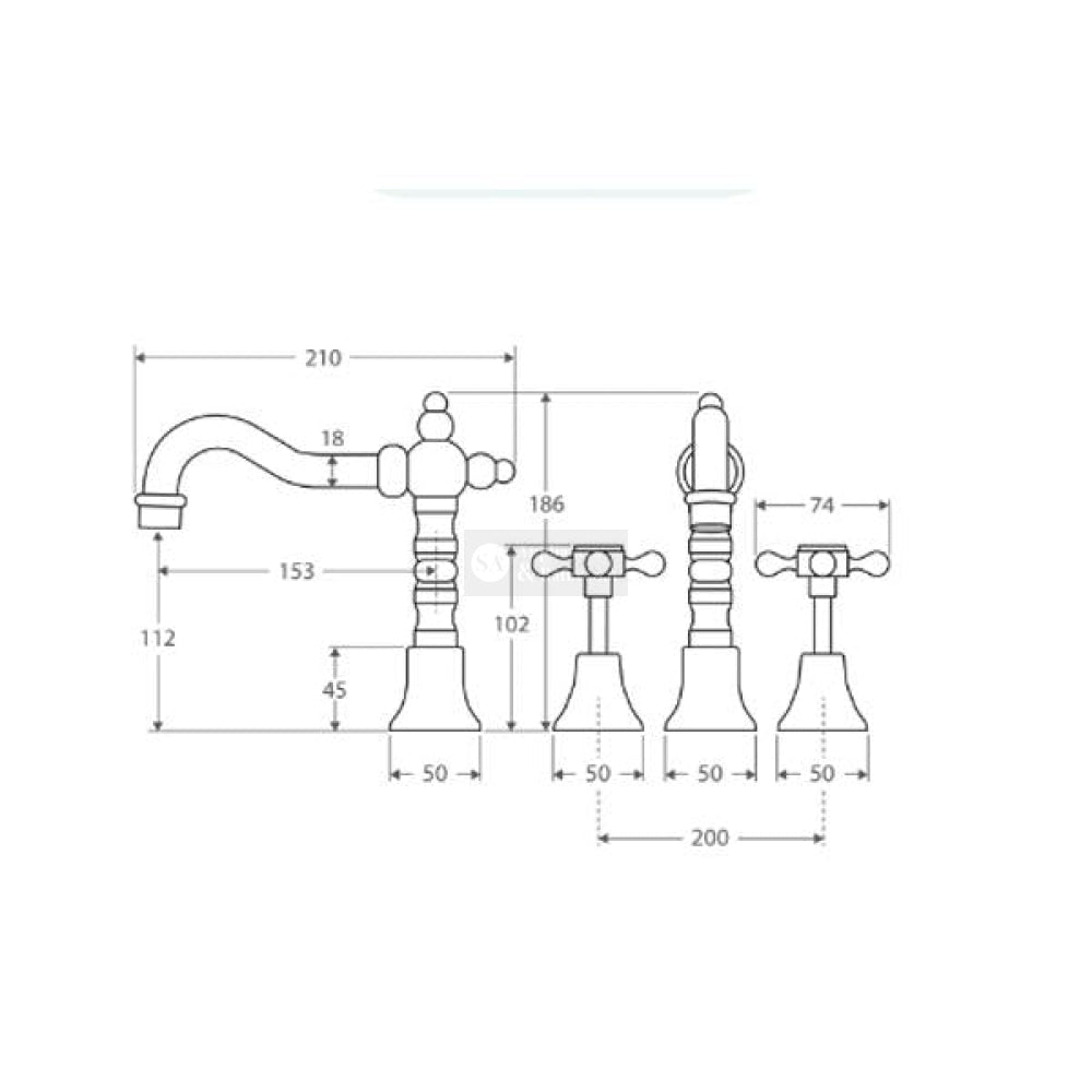 Fienza 336101BK Lillian Shepherds Crook Basin Set Matte Black Tapware 3 Piece
