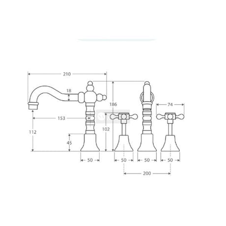 Fienza 336101BN Lillian Shepherds Crook Basin Set Brushed Nickel Tapware 3 Piece