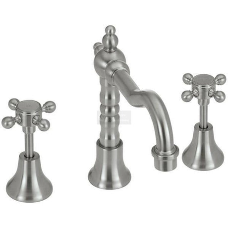 Fienza 336101BN Lillian Shepherds Crook Basin Set Brushed Nickel Tapware 3 Piece