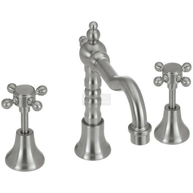 Fienza 336101BN Lillian Shepherds Crook Basin Set Brushed Nickel Tapware 3 Piece