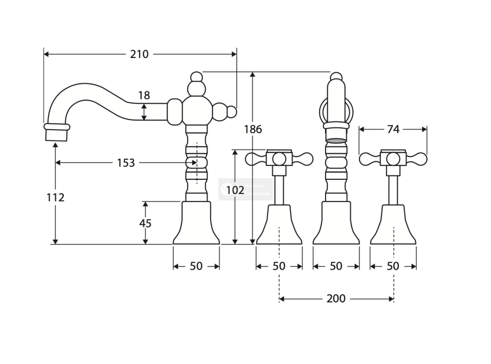 Fienza 336101UB Lillian Shepherds Crook Basin Set Urban Brass Tapware 3 Piece