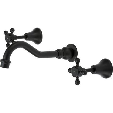 Fienza 336102BK Lillian Shepherds Crook Bath Set Matte Black Tapware 3 Piece