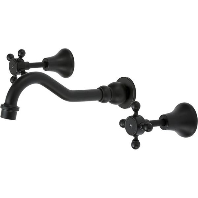 Fienza 336102BK Lillian Shepherds Crook Bath Set Matte Black Tapware 3 Piece
