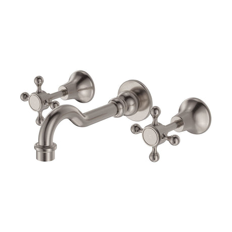Fienza 336102BN Lillian Shepherds Crook Bath Set Brushed Nickel - Tapware 3 Piece