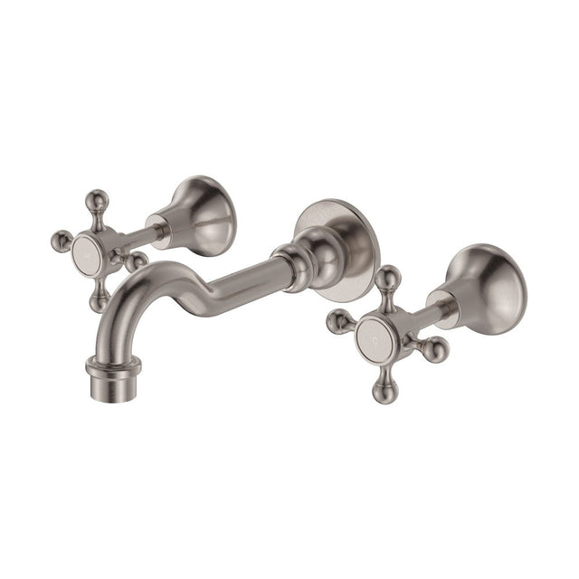 Fienza 336102BN Lillian Shepherds Crook Bath Set Brushed Nickel - Tapware 3 Piece