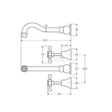 Fienza 336102UB Lillian Shepherds Crook Bath Set Urban Brass Tapware 3 Piece