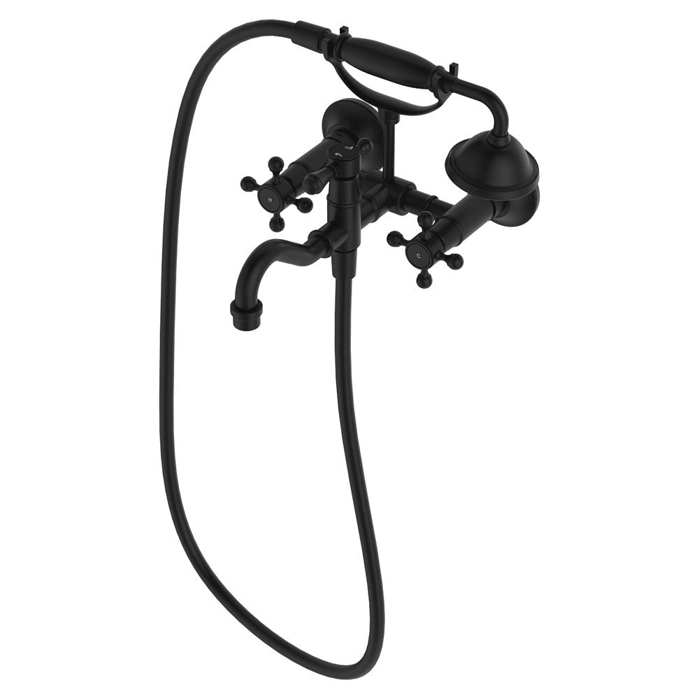 Fienza 336105BK Lillian Exposed Bath Tap Set with Hand Shower Matte Black - Bath Fillers