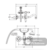 Fienza 336105BN Lillian Exposed Bath Tap Set with Hand Shower Brushed Nickel - Bath Fillers