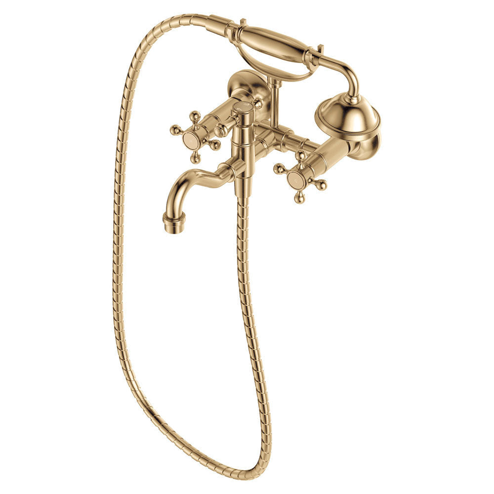 Fienza 336105UB Lillian Exposed Bath Tap Set with Hand Shower Urban Brass - Bath Fillers