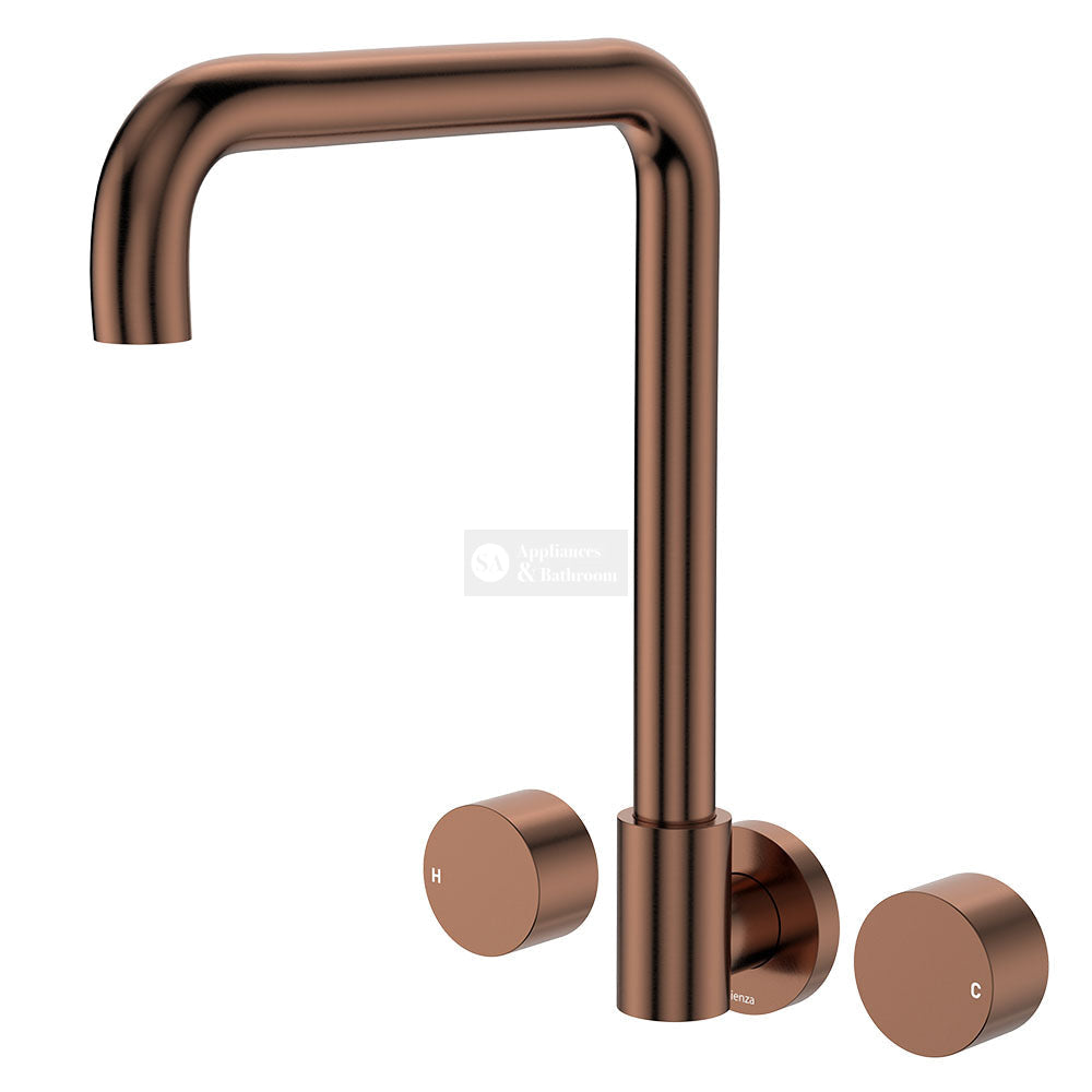 Fienza 338105CO-LF Kaya Squareline Wall Set Round Taps Brushed Copper