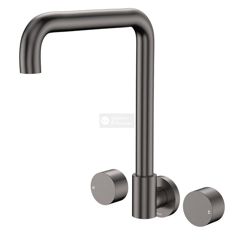 Fienza 338105GM-LF Kaya Squareline Wall Set Round Taps Gun Metal