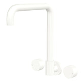 Fienza 338105MW-LF Kaya Squareline Wall Set Round Taps Matte White