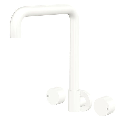 Fienza 338105MW-LF Kaya Squareline Wall Set Round Taps Matte White