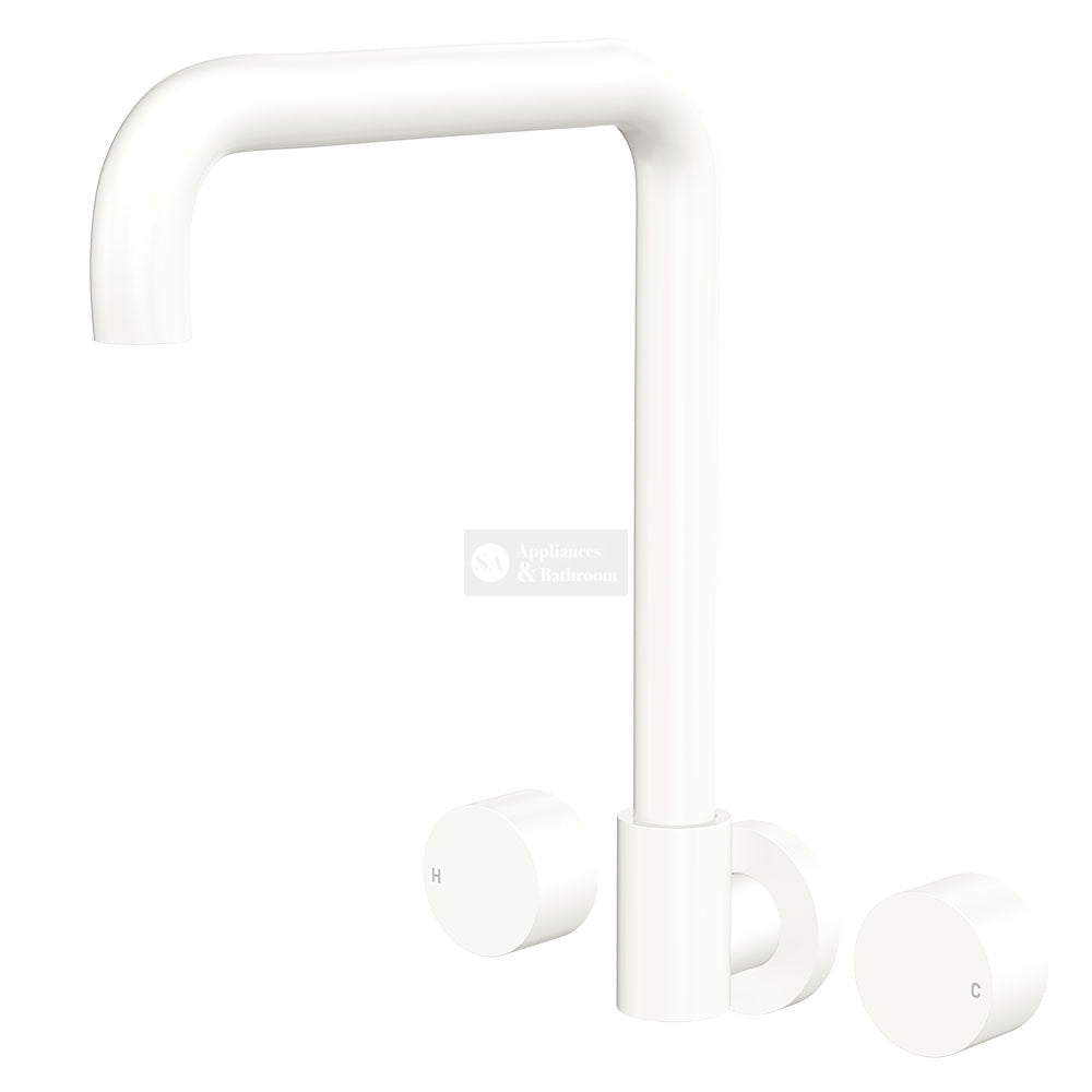 Fienza 338105MW-LF Kaya Squareline Wall Set Round Taps Matte White