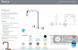 Fienza 338106B-LF Kaya Squareline Hob Set Round Taps Matte Black