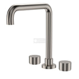 Fienza 338106BN-LF Kaya Squareline Hob Set Round Taps Brushed Nickel