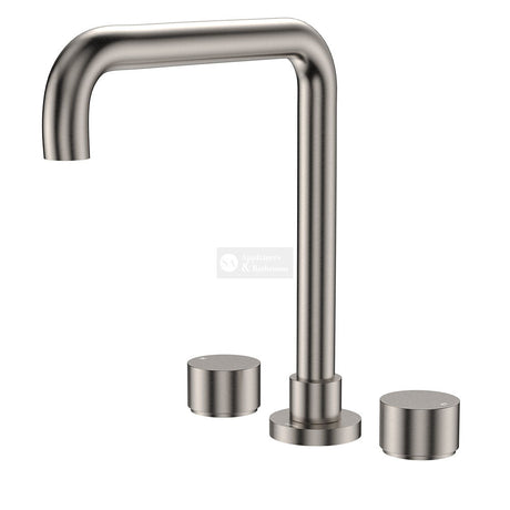 Fienza 338106BN-LF Kaya Squareline Hob Set Round Taps Brushed Nickel