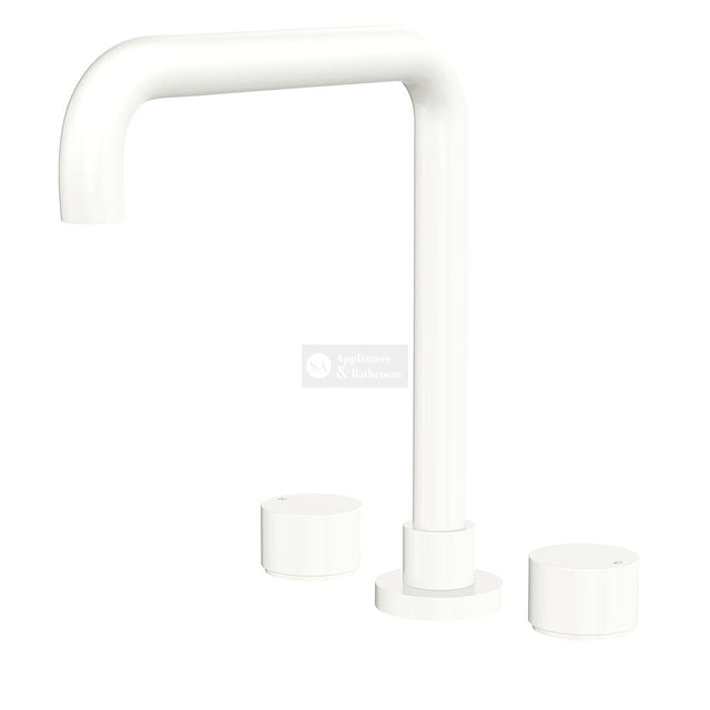 Fienza 338106MW-LF Kaya Squareline Hob Set Round Taps Matte White