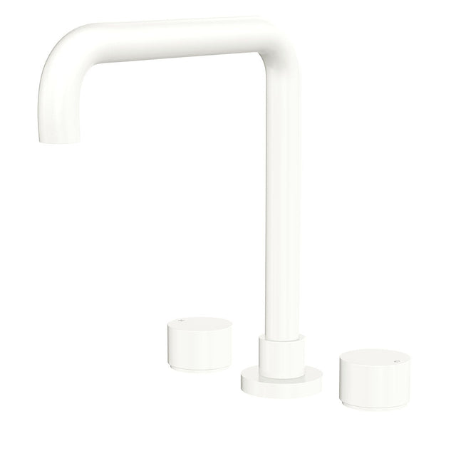 Fienza 338106MW-LF Kaya Squareline Hob Set Round Taps Matte White