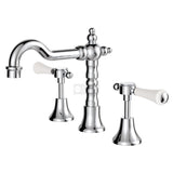 Fienza 339101 Lillian Shepherds Crook Lever Basin Set Chrome / Ceramic Kitchen Mixer Taps